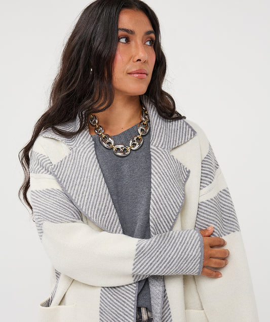 Colour Block Long Cardigan