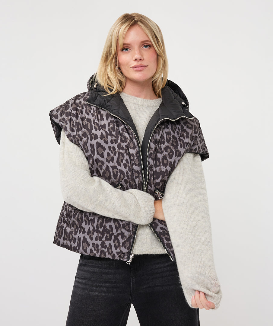 Leopard Reversible Poncho Vest