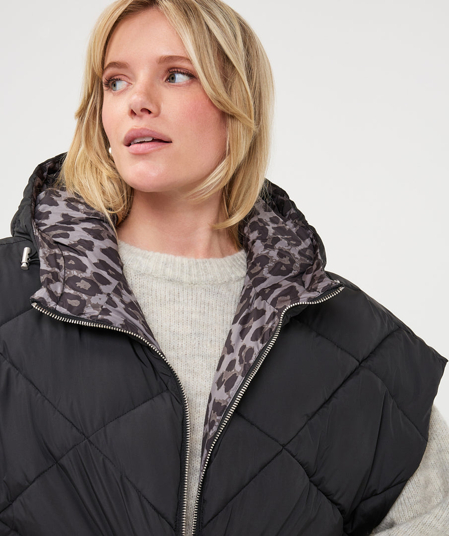 Leopard Reversible Poncho Vest