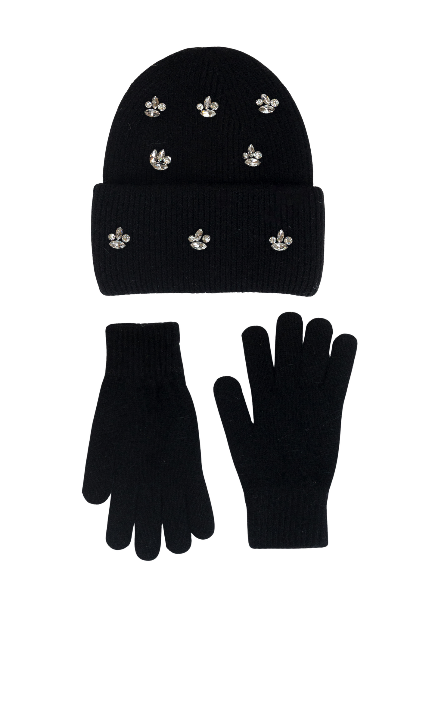 Crystal Beanie Hat & Mitten Set