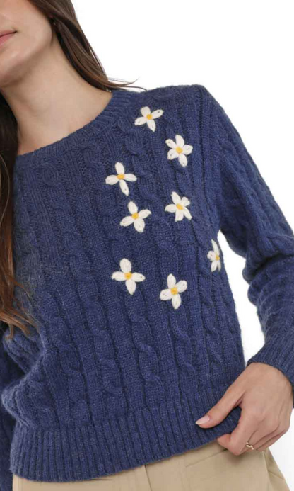 Lulu Embroidered Daisy Sweater