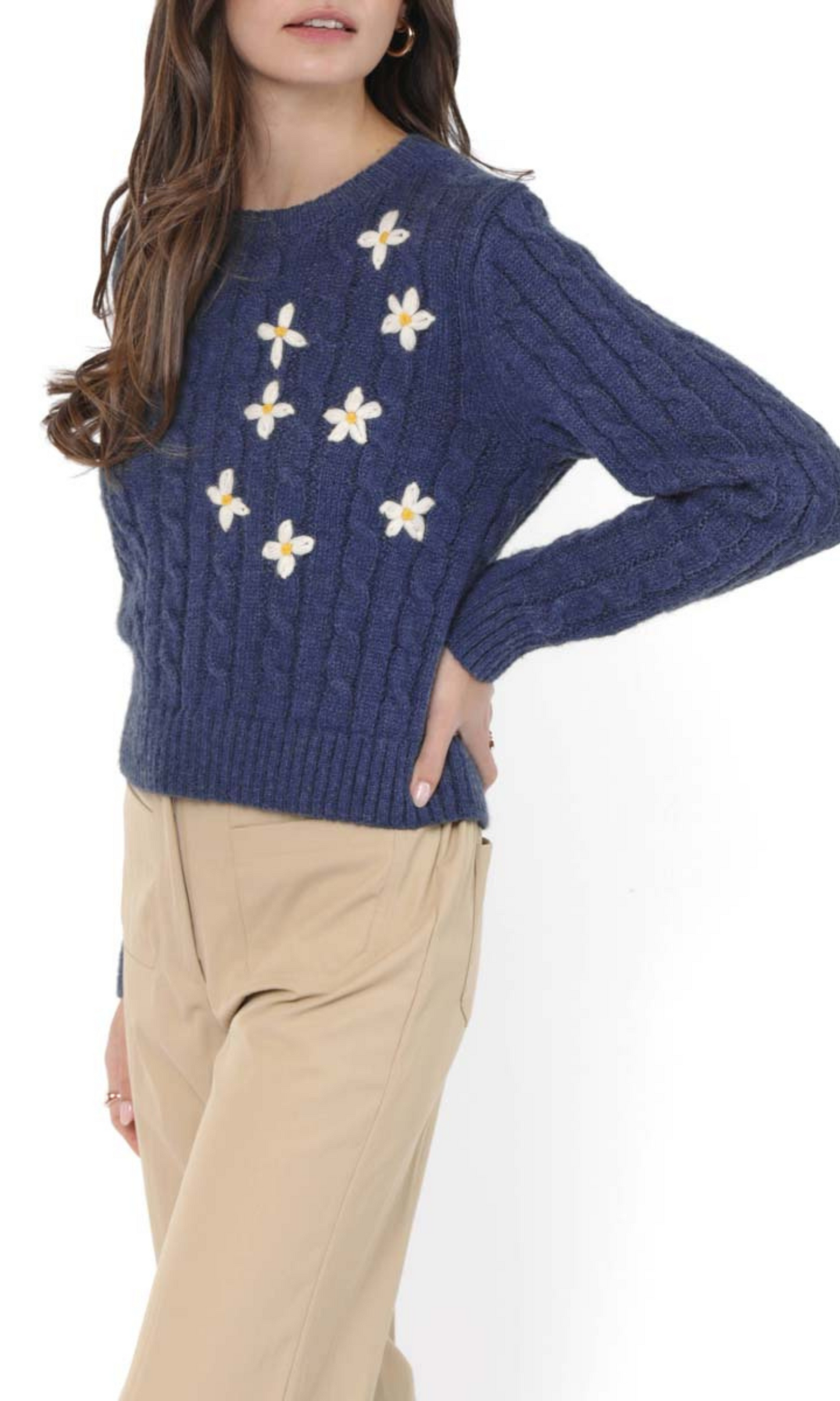 Lulu Embroidered Daisy Sweater