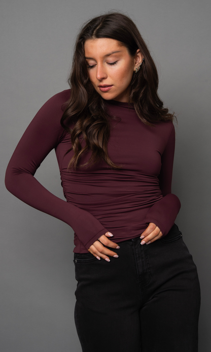 Yve Funnel Neck Ruched Top (Second Skin)