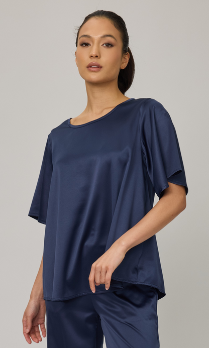 Satin Flutter Sleeve Top