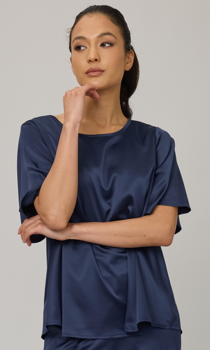 Satin Flutter Sleeve Top