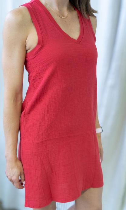 V-Neck High Low Dress